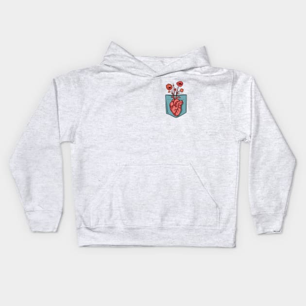 Heart Pocket Kids Hoodie by Pocket Puss